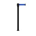 Montour Line Retractable Belt Fixed Stanchion, 2ft Black Post  9ft. Blue Belt MX530F-BK-BL-90